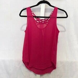 Pink Tank Top Criss Cross Back Sleeveless‎ Casual Blouse